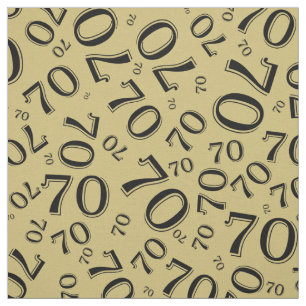 70th  Cool Number Pattern Gold and Black 70 Fabric