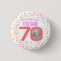 70th custom photo colourful coral confetti