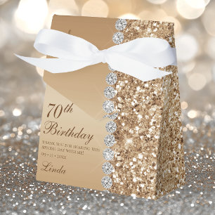 70th Elegant Gold Birthday Favour Box