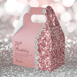 70th Elegant Rose Gold Birthday Favour Box