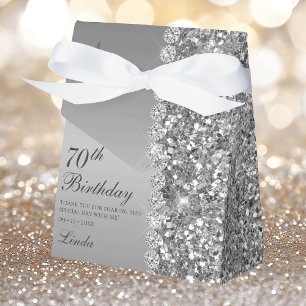 70th Elegant Silver Birthday Favour Box