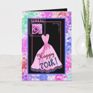 70th Fabulous Birthday with Pink Dress Card