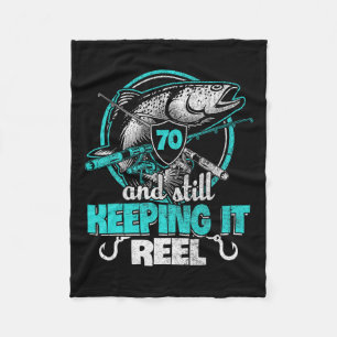 70th Fishing Funny Birthday Shirt Fisherman Keepin Fleece Blanket