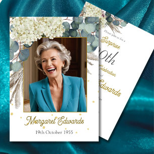 70th Floral Elegant Modern Photo Birthday Invitation