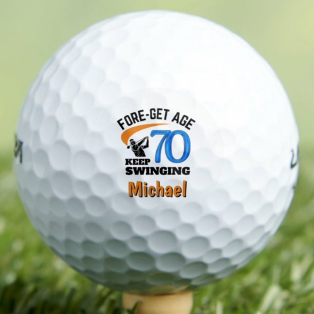 70th Gift for Coworker Funny Blue Custom Golf Balls (Creator Uploaded)