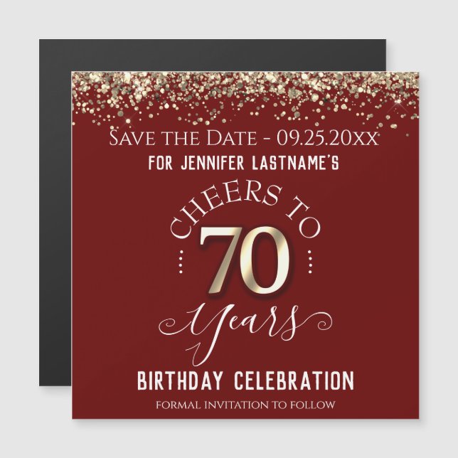 70th Gold Birthday Save the Date  Magnet (Front/Back)
