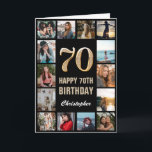 70th Happy Birthday Black and Gold Photo Collage Card<br><div class="desc">70th Happy Birthday Black and Gold Photo Collage Birthday Card. For further customisation,  please click the "Customise it" button and use our design tool to modify this template.</div>