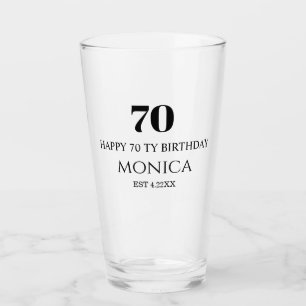 70th happy birthday custom name Glass Cup