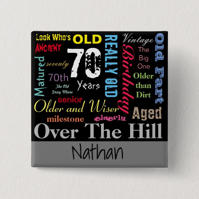 70th Happy BIrthday in a Graffiti Style 15 Cm Square Badge (Front)