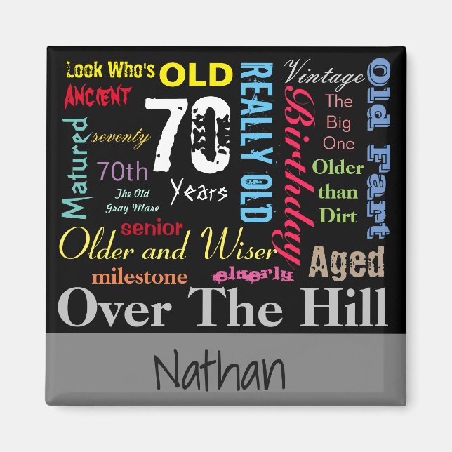 70th Happy BIrthday in a Graffiti Style Magnet (Front)