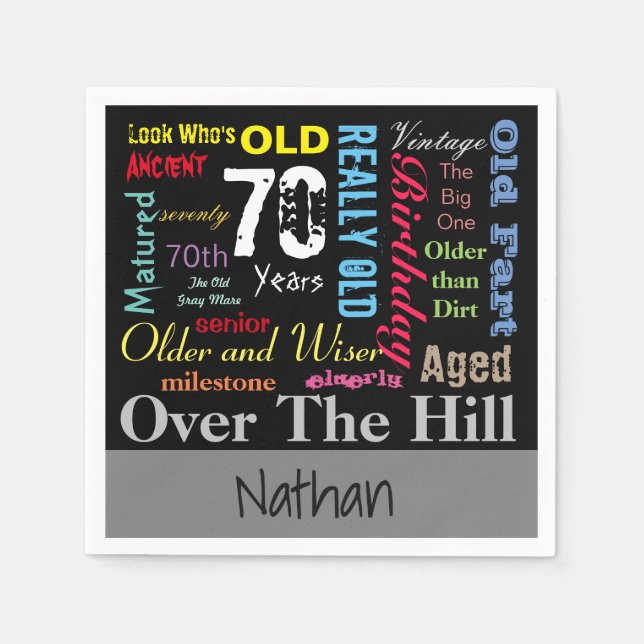 70th Happy BIrthday in a Graffiti Style Napkin (Front)