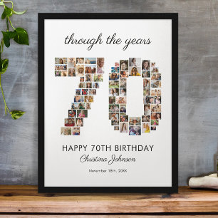 70th Happy Birthday Photo Collage Poster