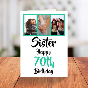 70th happy birthday sister photo collage Card