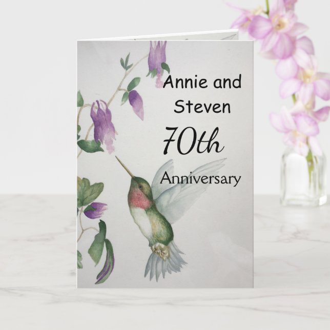 70th Happy Couple Wedding Anniversary Card (Orchid)