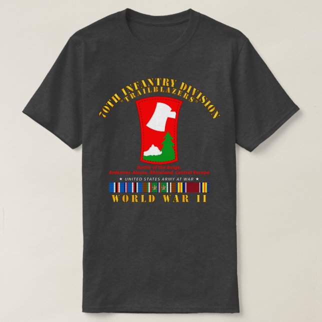 70th Infantry Division Trailblazers w WWII EU SVC T-Shirt (Design Front)
