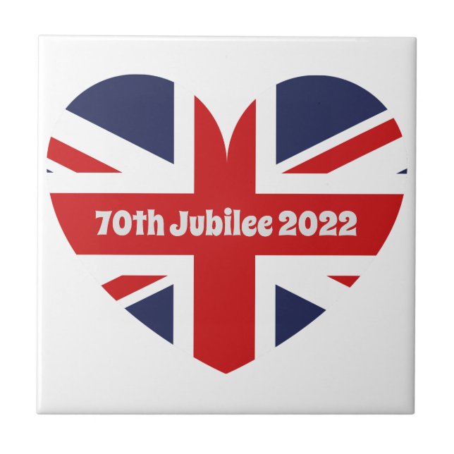 70th Jubilee 2022 British  Flag Ceramic Tile (Front)