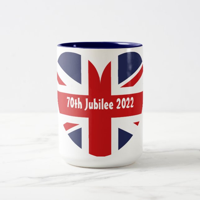 70th Jubilee 2022 British Flag Two-Tone Coffee Mug (Center)