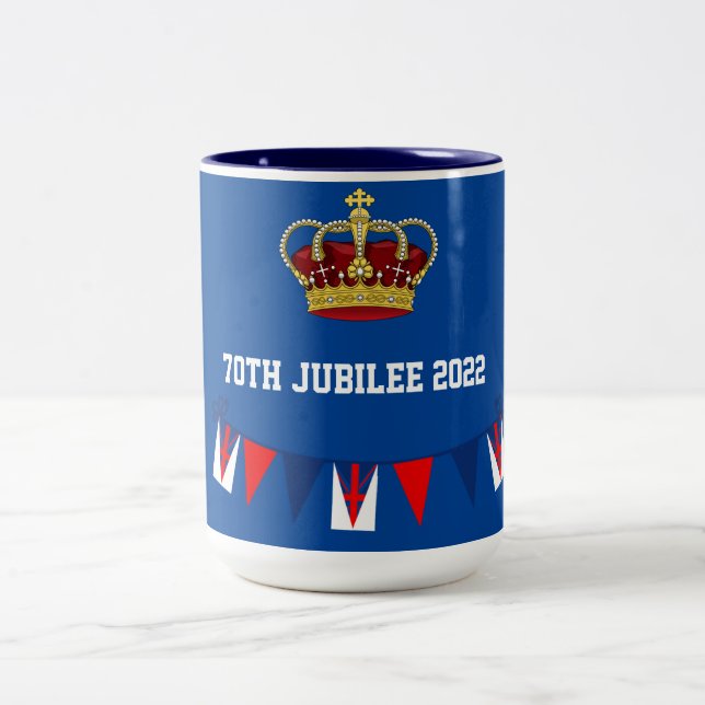 70th Jubilee 2022 Crown Blue Two-Tone Coffee Mug (Center)