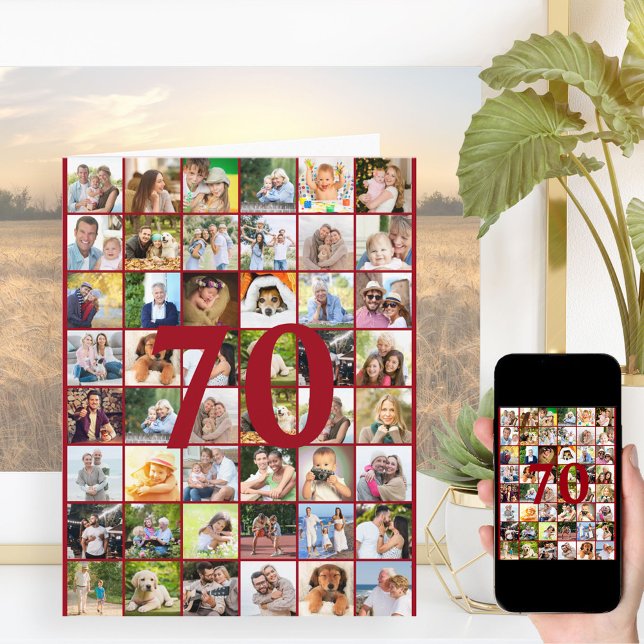 70th or Any Age Photo Collage Big Birthday Card (Creator Uploaded)