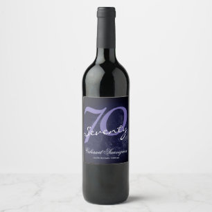 70th Party   Birthday / Anniversary Purple White Wine Label