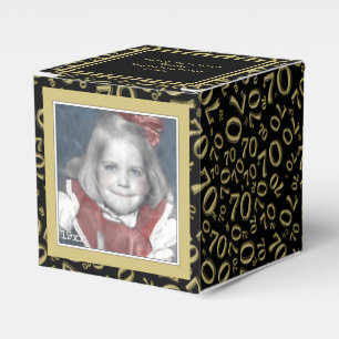 70th Photo Keepsake - Black/Gold Number Pattern Favour Box
