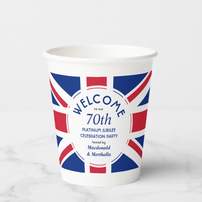 70th Platinum Celebration UNION JACK Paper Cups (Front)