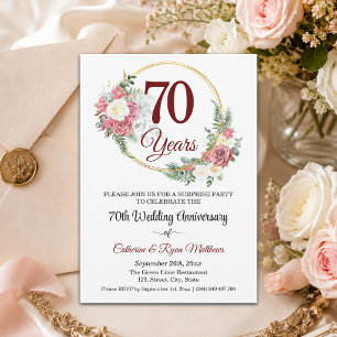 70th Platinum Surprise Wedding Anniversary Floral Invitation