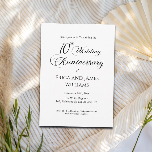 70th Platinum Wedding Anniversary Elegant Script Invitation (Creator Uploaded)