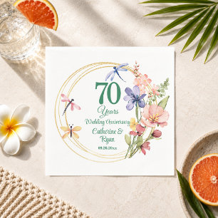70th Platinum Wedding Anniversary Gold Frame Napkin