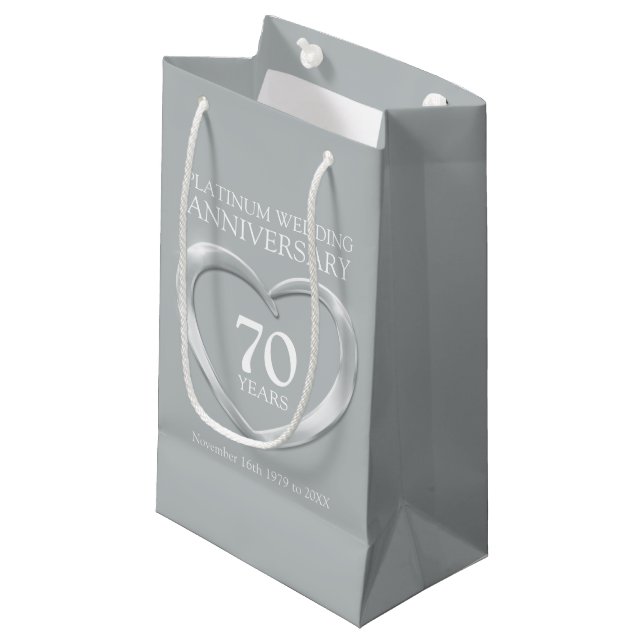 70th platinum wedding anniversary photo gift bag (Front Angled)