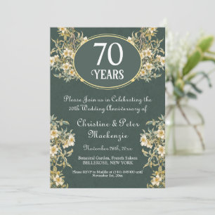 70th Platinum Wedding Anniversary Rich Floral Invitation