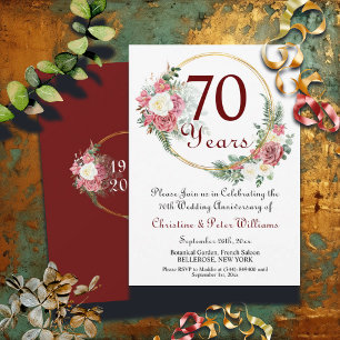 70th Platinum Wedding Anniversary Roses  Invitation