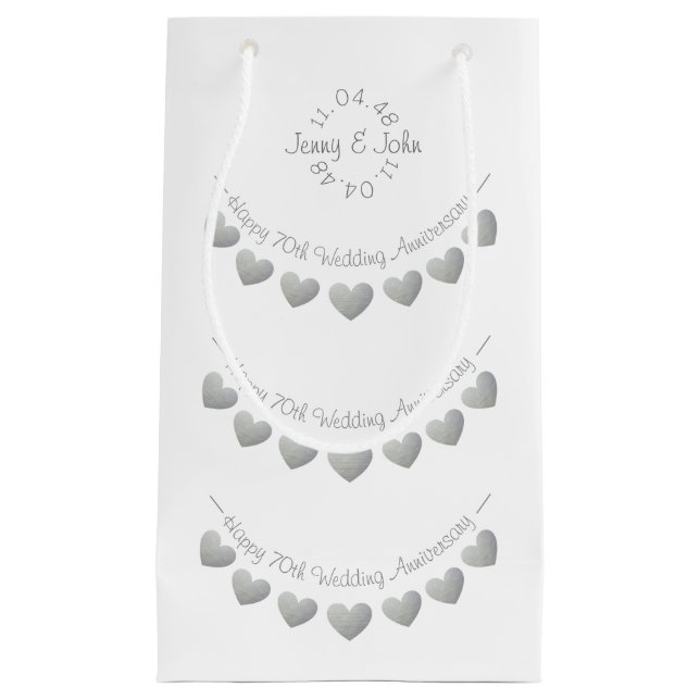 70th Platinum Wedding Anniversary white Small Gift Bag (Front)