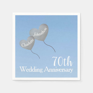70th platinum wedding anniversary with balloons napkin