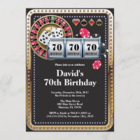 70th Poker Playing Card Casino Birthday Invitation