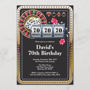 70th Poker Playing Card Casino Birthday Invitation