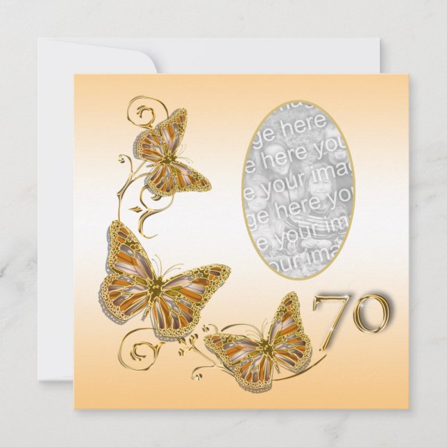 70th seventieth birthday autumn photo invitation (Front)