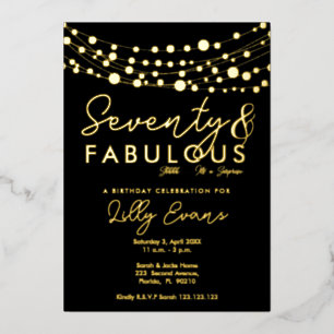 70th surprise birthday party invitation elegant