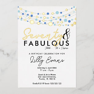 70th surprise birthday party invitation elegant