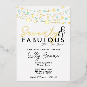 70th surprise birthday party invitation elegant