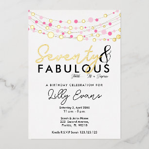 70th surprise birthday party invitation elegant