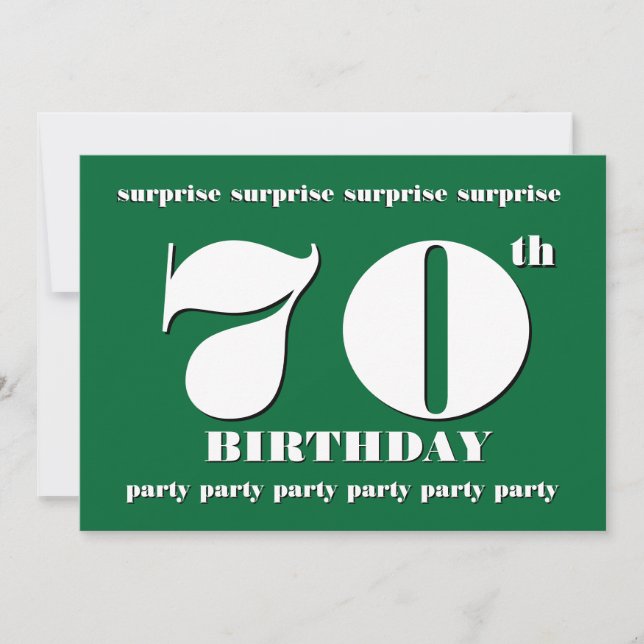 70th SURPRISE Birthday Party Invitation - GREEN (Front)