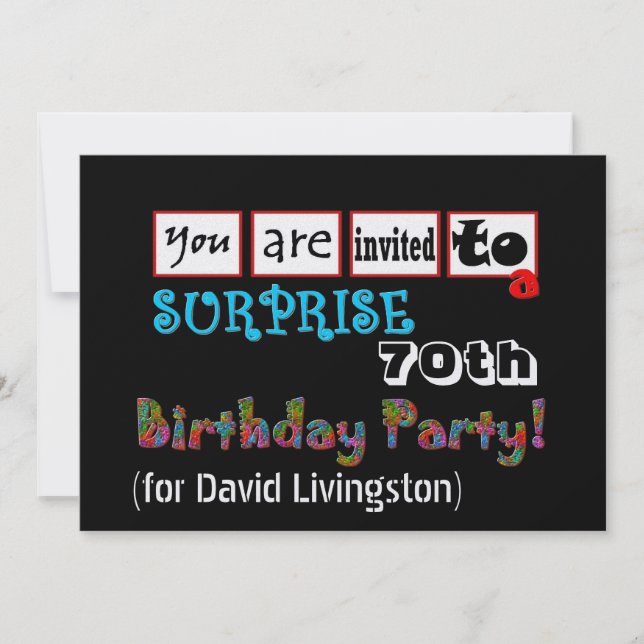 70th SURPRISE Birthday Party Invitation Template (Front)