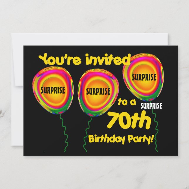 70th SURPRISE Birthday Party Invitation Template (Front)
