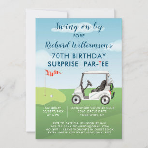 70th Surprise Birthday Party Men's Golf Theme Invitation