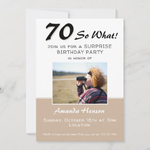 70th Surprise Birthday Party Photo Invitation