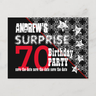 70th Surprise Birthday Save the Date Diagonal W71 Announcement Postcard