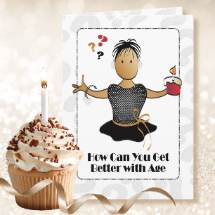 70th Sweet Cute Ethnic Female Cartoon Birthday   Card