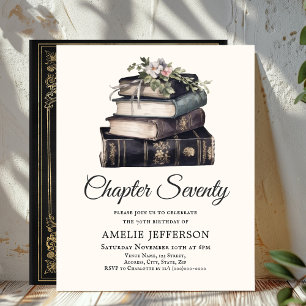 70th   Vintage Victorian Book Birthday Invitation
