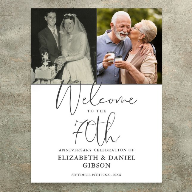 70th Wedding Anniversary 2 Photo Welcome Sign (70th Wedding Anniversary 2 Photo Welcome Sign)